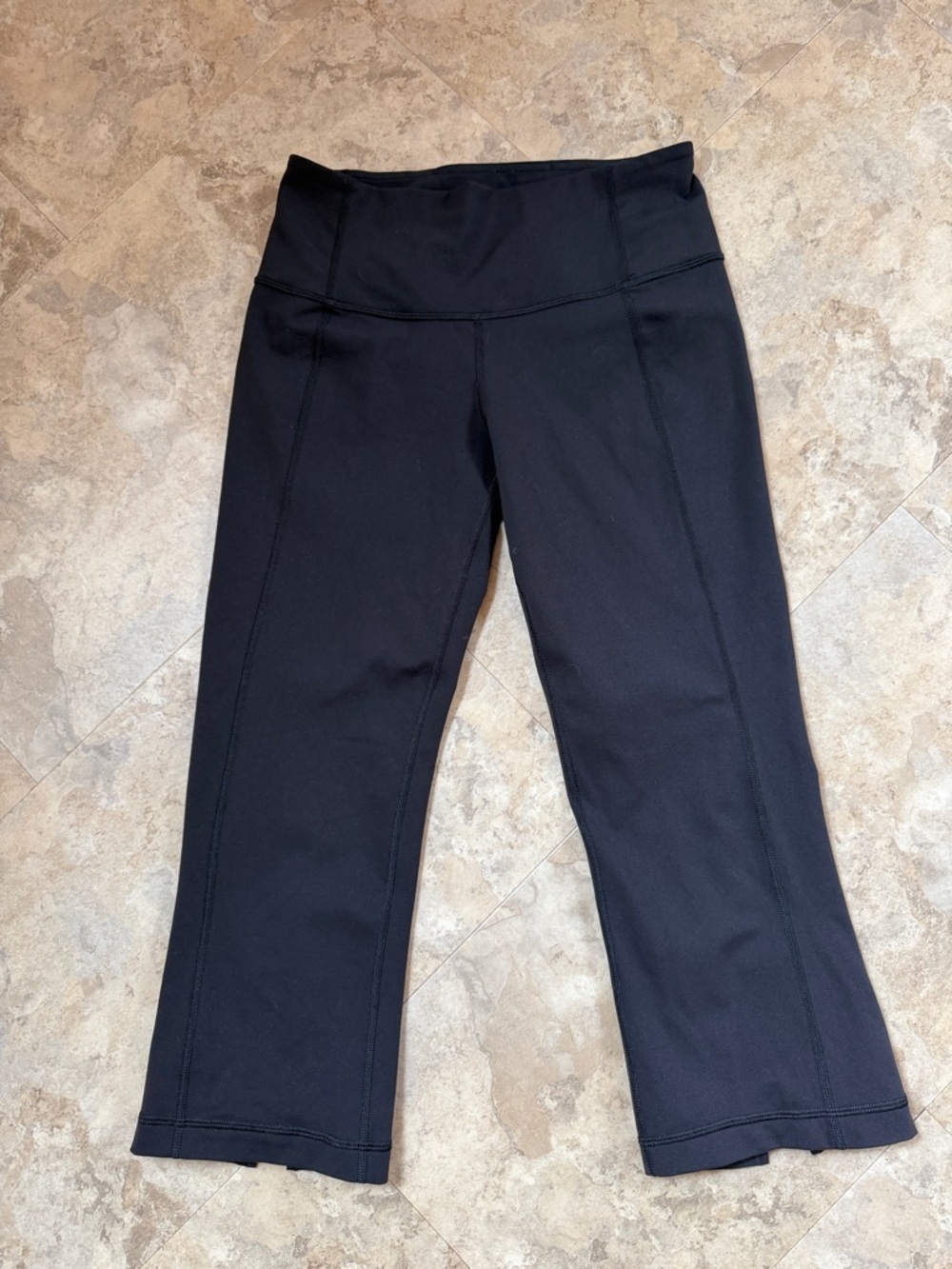 lululemon athletica Black Cropped Leggings with Back Seam slit Detail